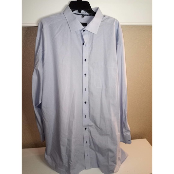 Eterna Mens Dress Shirt - 3XL - Blue Gingham- 19 1/4 Neck. Comfort Fit. - Picture 1 of 3